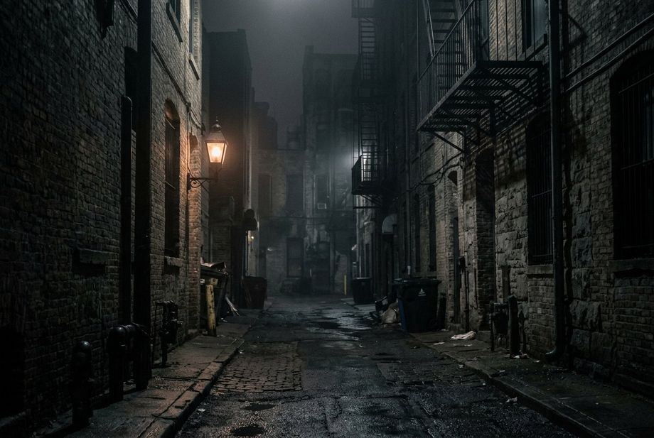 A haunted Chicago street at night